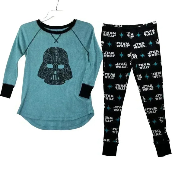 Star Wars Darth Vader Womens XS Teal Black Waffle Knit Sleep Set Lounge 5th Sun - Picture 1 of 16